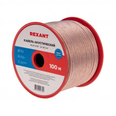 Кабель акустический 2х1,50мм², прозрачный BLUELINE, 100м REXANT