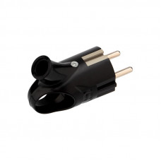 Вилка Евро угловая с з/к 16А с кольцом черная REXANT