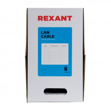 Кабель витая пара U/UTP, CAT 6, PVC, 23AWG, INDOOR, SOLID, синий, 305 м, REXANT