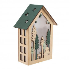 Деревянная фигурка с подсветкой Домик в лесу 19х6х26 см