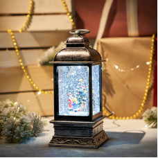 Декоративный фонарь с эффектом снегопада и подсветкой Рождество, белый