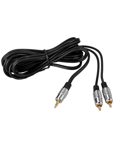 Шнур Стерео 3,5мм - 2 RCA, 3м, Gold-металл REXANT