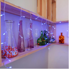 Гирлянда Бахрома (Айсикл), 1,8х0,5м, 48 LED СИНИЕ, прозрачный ПВХ, IP20, свечение с динамикой, 230В, не соединяется