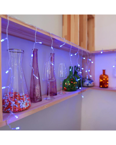 Гирлянда Бахрома (Айсикл), 1,8х0,5м, 48 LED СИНИЕ, прозрачный ПВХ, IP20, свечение с динамикой, 230В, не соединяется