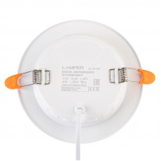 Панель светодиодная встраиваемая круглая 12Вт 230В 6500К 960Лм 145мм белая IP20 LAMPER