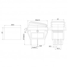 Выключатель клавишный 250V 15А (4с) ON-OFF синий с подсветкой ВЛАГОЗАЩИТА (RWB-507) REXANT