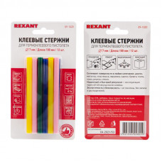 Стержни клеевые Ø7мм, 100мм, цветные (12 шт/уп), блистер REXANT
