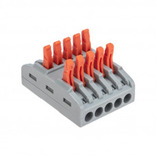Клемма СМК 222-425 проходная 5 полюсов (0,08-4мм²), серая (30 шт/уп) REXANT