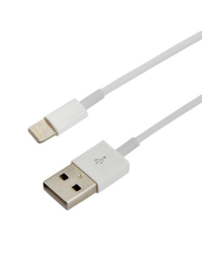 Кабель USB-A – Lightning для Apple, 2,4А, 1м, ПВХ, белый, REXANT