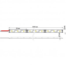 Лента светодиодная 12В, SMD5050, 14,4Вт/м, 60 LED/м, 3000K, 10мм, 5м, IP20 LAMPER