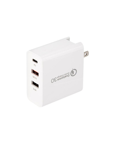 Сетевое зарядное устройство для iPhone/iPad REXANT 2xUSB+USB Type-С, переходник + адаптер, 48W белое