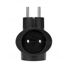 Тройник электрический универсальный 16А одно гнездо с/з черный REXANT