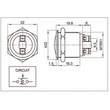 Кнопка антивандальная Ø19 Б/Фикс (2с винт) OFF-(ON) сфера (PBS-28В, A19-A2) REXANT