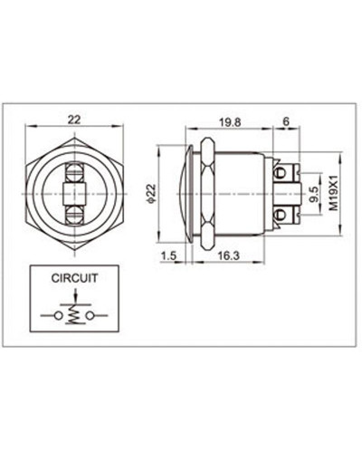 Кнопка антивандальная Ø19 Б/Фикс (2с винт) OFF-(ON) сфера (PBS-28В, A19-A2) REXANT
