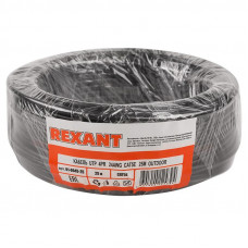 Кабель витая пара U/UTP, CAT 5e, PE, 4PR, 24AWG, OUTDOOR, SOLID, черный, 25м, REXANT