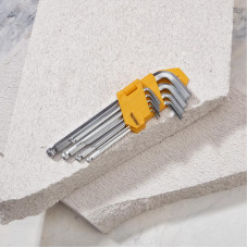 Набор ключей имбусовых HEX KRANZ 1,5-10 мм, CrV, 9 шт., удлиненные, с шаром