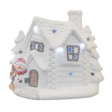 Керамическая фигурка Домик со снеговиком 26,2х9,5х23,3 см