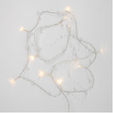 Гирлянда светодиодная Жемчужинки 1,5 м, 10 LED, прозрачный ПВХ, цвет свечения теплый белый, 2 х АА (батарейки не в комплекте) NEON-NIGHT