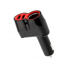 Автозарядка в прикуриватель REXANT АЗУ 2хUSB+гнездо, 12-24V, 5V,1 000mA