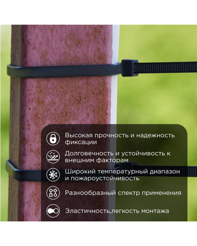 Стяжка кабельная нейлоновая 300x4,8мм, черная (100 шт/уп) PROconnect