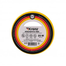 Изолента ПВХ 0,13х15 мм, 25 м, желтая KRANZ