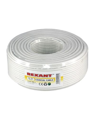 Кабель коаксиальный 3С-2V, 75Ом, CCS/Al/Al, 48%, 100м, INDOOR, белый REXANT