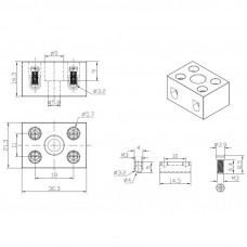 Клемма керамическая винтовая КВ 4 мм² 2 пары контактов с крепежным отверстием (100 шт./уп.) REXANT