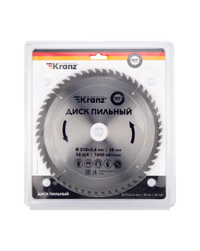 Диск пильный 210 мм х 56 зуб х 30 мм KRANZ