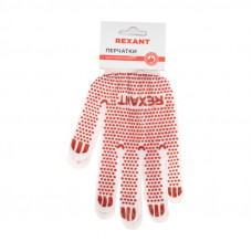 Перчатки х/б нейлоновые с покрытием ПВХ «Точка», белые REXANT