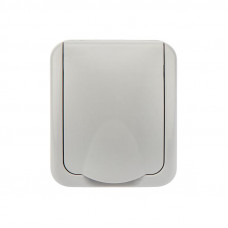 Розетка одноместная (керамика) Mini OG IP54 с/з, о/у, серая KRANZ