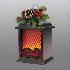 Светодиодный камин Рождество с эффектом живого огня 15х14х26см, батарейки 2хС (не в комплекте) и USB, бронзовый NEON-NIGHT