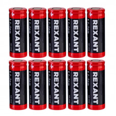 Аккумулятор Li-ion 18500, 3,7В, 1400мАч, без платы защиты, плоский контакт, 10 шт, коробка REXANT