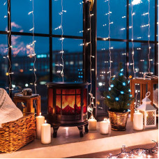 Светодиодный камин Винтаж с эффектом живого огня 30х16х35,5 см, батарейки 3хС (не в комплекте) и USB (в комплекте)