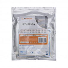 Лента светодиодная 12В, SMD5050, 14,4Вт/м, 60 LED/м, 4000К, 10мм, 5м, для БП с клеммами, IP20 LAMPER