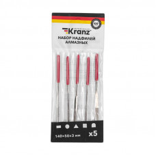Набор надфилей алмазных KRANZ 140х50х3 мм, 5 шт.