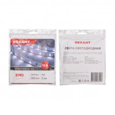 Лента светодиодная 12В, SMD2835, 14,4Вт/м, 120 LED/м, 6500K, 8мм, 5м, IP20 REXANT