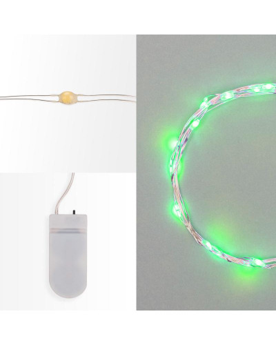 Гирлянда светодиодная Роса 2м, 20LED, ЗЕЛЕНЫЙ, IP20, 2хCR2032 в комплекте NEON-NIGHT