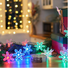 Гирлянда светодиодная Снежинки 30 LED МУЛЬТИКОЛОР 4,4 метра с контроллером