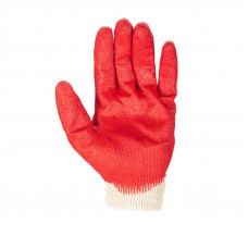 Перчатки х/б с одинарным латексным покрытием, 10 класс вязки, 5 нитей, 36 г, красные