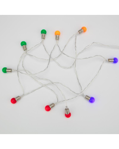 Гирлянда светодиодная Мини-лампочки 1.5 м, 10 LED, прозрачный ПВХ, цвет свечения мультиколор, 2 х АА (батарейки не в комплекте) NEON-NIGHT