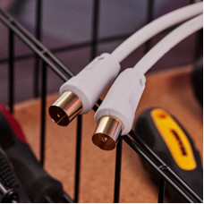 Шнур ТВ гнездо - ТВ штекер, 1,5м, белый REXANT