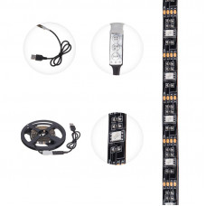 Лента светодиодная 5В, SMD5050, 7,2Вт/м, 30 LED/м, RGB, 10мм, 3м, с USB коннектором, черная, IP20 LAMPER