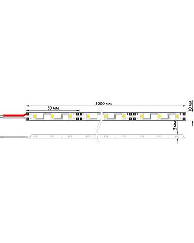 Лента светодиодная 12В, SMD5050, 14,4Вт/м, 60 LED/м, красный,10мм, 5м, IP65 LAMPER
