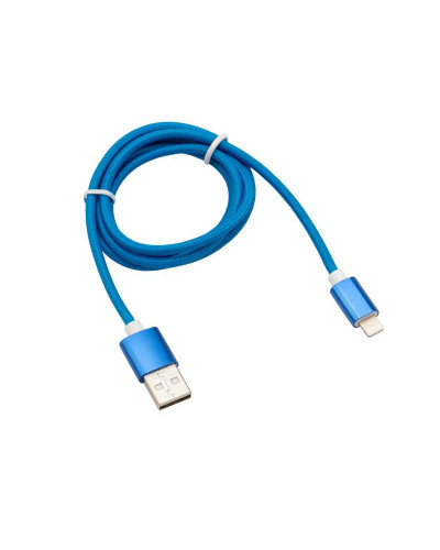 Кабель USB-A – Lightning для Apple, 2,4A 1м, в синей нейлоновой оплетке REXANT