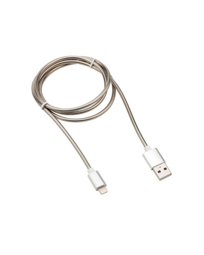 Кабель USB-A – Lightning для Apple, 2A, 1м, в матовой стальной оплетке REXANT