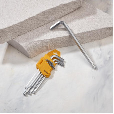 Набор ключей имбусовых HEX KRANZ 1,5-10 мм, CrV, 9 шт., удлиненные, с шаром