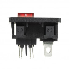 Выключатель клавишный 250 V 6 А (4с) ON-OFF красный с подсветкой и штекером C8 2PIN  REXANT