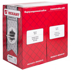Кабель витая пара F/UTP, CAT 5e, PVC, 4PR, 24AWG, INDOOR, STRANDED, серый, 305м, REXANT