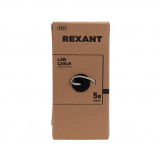 Кабель витая пара F/UTP, CAT 5е, PVC, 4PR, 24AWG, INDOOR, SOLID, серый, 305м, серия LIGHT, РФ REXANT