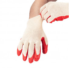 Перчатки х/б с одинарным латексным покрытием, 10 класс вязки, 5 нитей, 36 г, красные